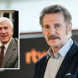 Links: Leslie Nielsen, Star der besetzung von die nackte kanone. Rechts: Liam Neeson.