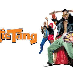 Pootie Tang: Ein Mann mit auffälligem Gürtel und pelziger Weste, umgeben von tanzenden Freunden.