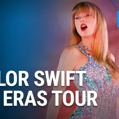 Taylor Swift in einem glitzernden Outfit, bereit für die Bühne. Der Trailer zu "The Eras Tour Film" verspricht ein spektakuläres Konzerterlebnis.