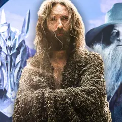 Der Herr der Ringe: Die Ringe der Macht – Sauron, ein Mann in Lumpen und Gandalf blicken uns entgegen.