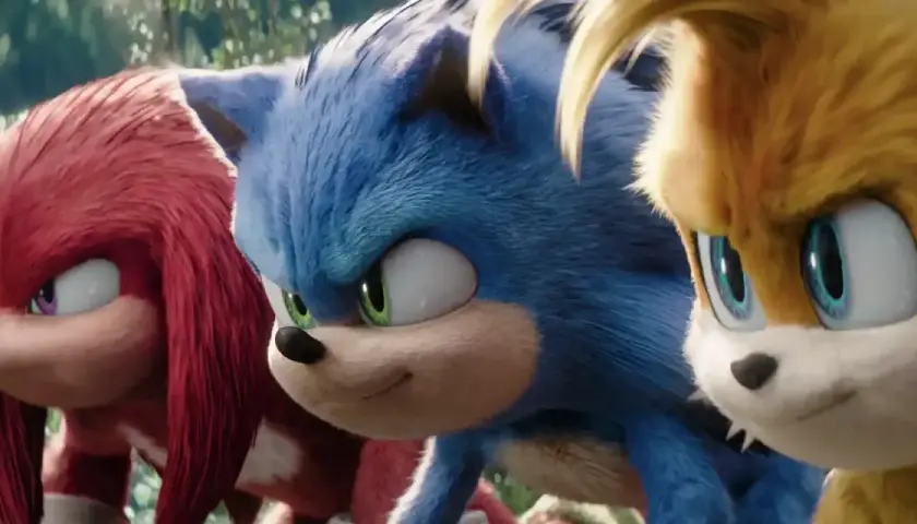 Knuckles, Sonic und Tails im **Sonic film** blicken entschlossen nach vorn.