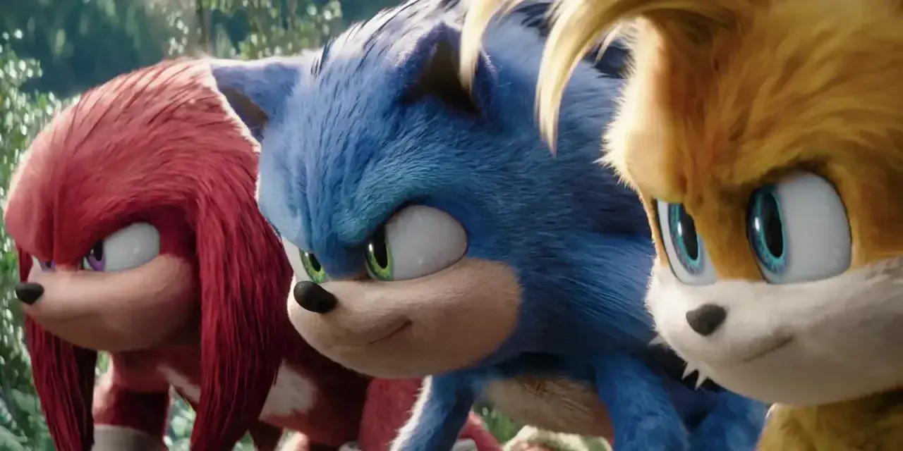 Knuckles, Sonic und Tails im **Sonic film** blicken entschlossen nach vorn.