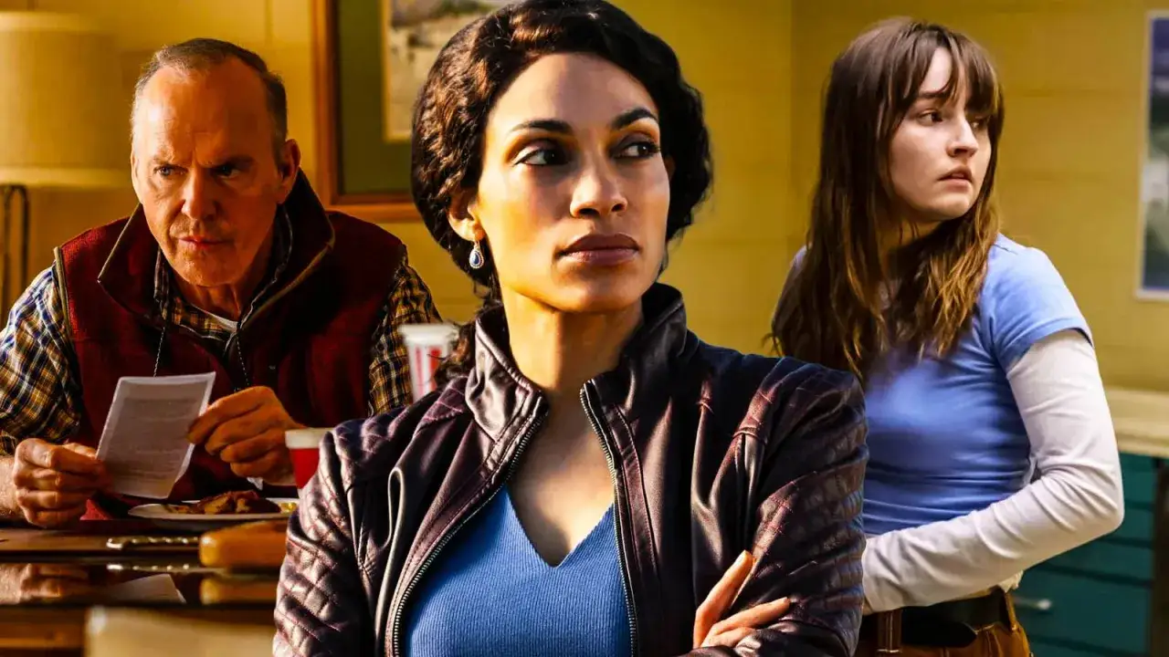 Michael Keaton, Rosario Dawson und Kaitlyn Dever in einer Szene aus der Serie
