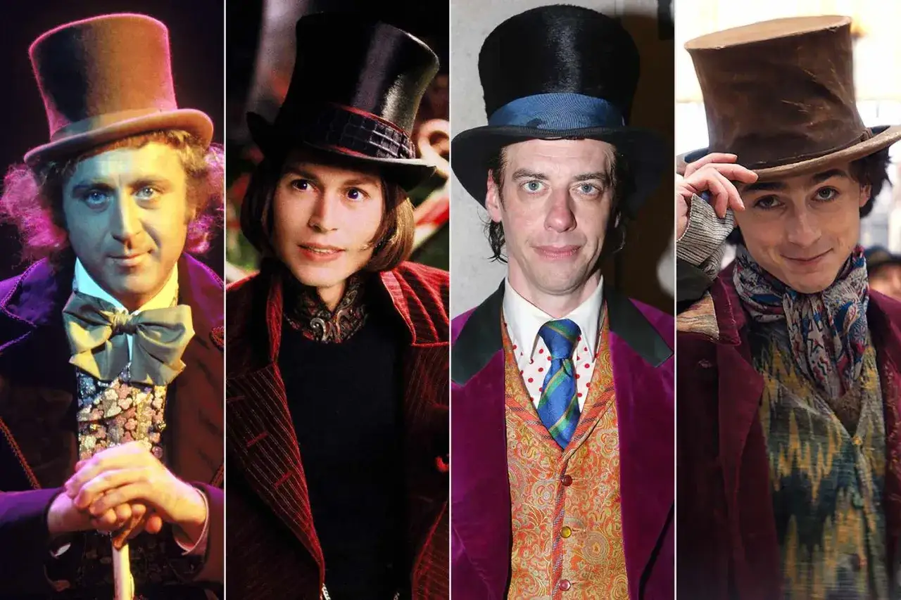 Vier Darsteller in der Rolle von Willy Wonka: Gene Wilder, Johnny Depp, Paul King und Timoth&eacute;e Chalamet.