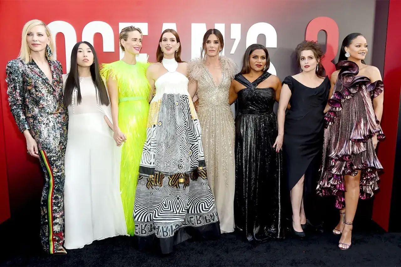 Die Besetzung von Ocean's 8, von links: Cate Blanchett, Awkwafina, Sarah Paulson, Anne Hathaway, Sandra Bullock, Mindy Kaling, Helena Bonham Carter und Rihanna.